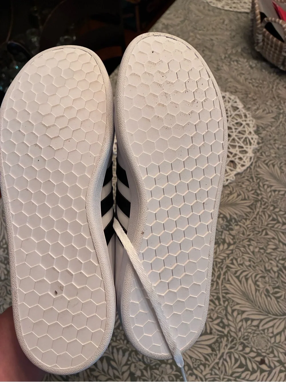 adidas White Sneakers with Black Stripes